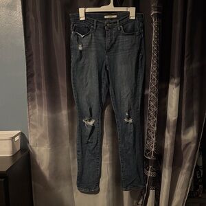 Levi's Dark Blue Distressed Skinny Jeans